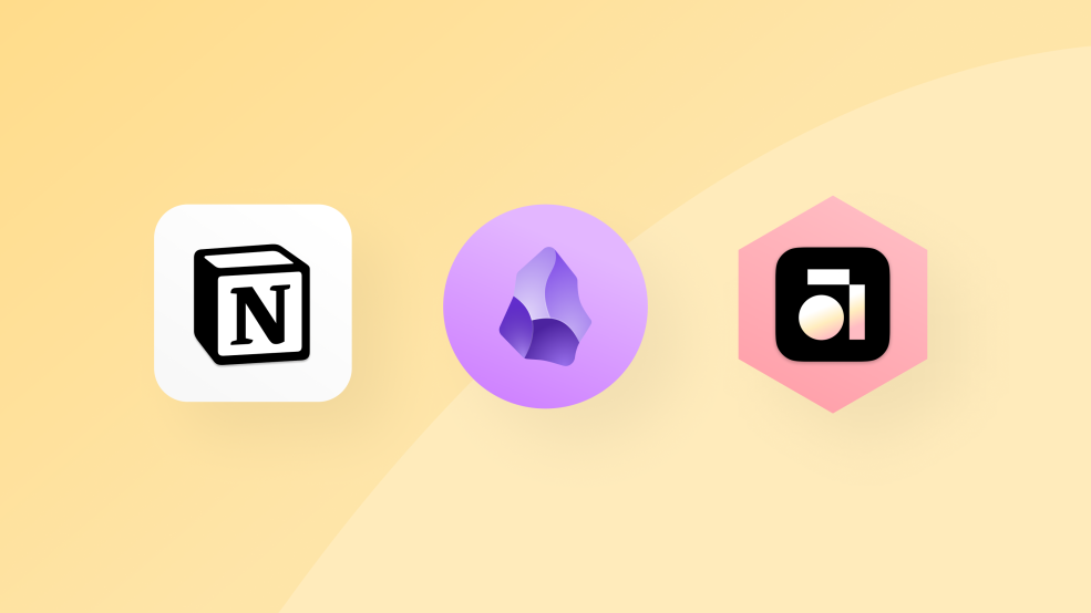 Logos von Notion, Obsidian und Anytype